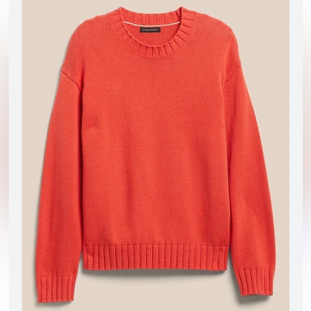 ORGANIC COTTON BANANA REPUBLIC Sweater Crew Neck Knit Orange Men’s Cozy SZ MED
